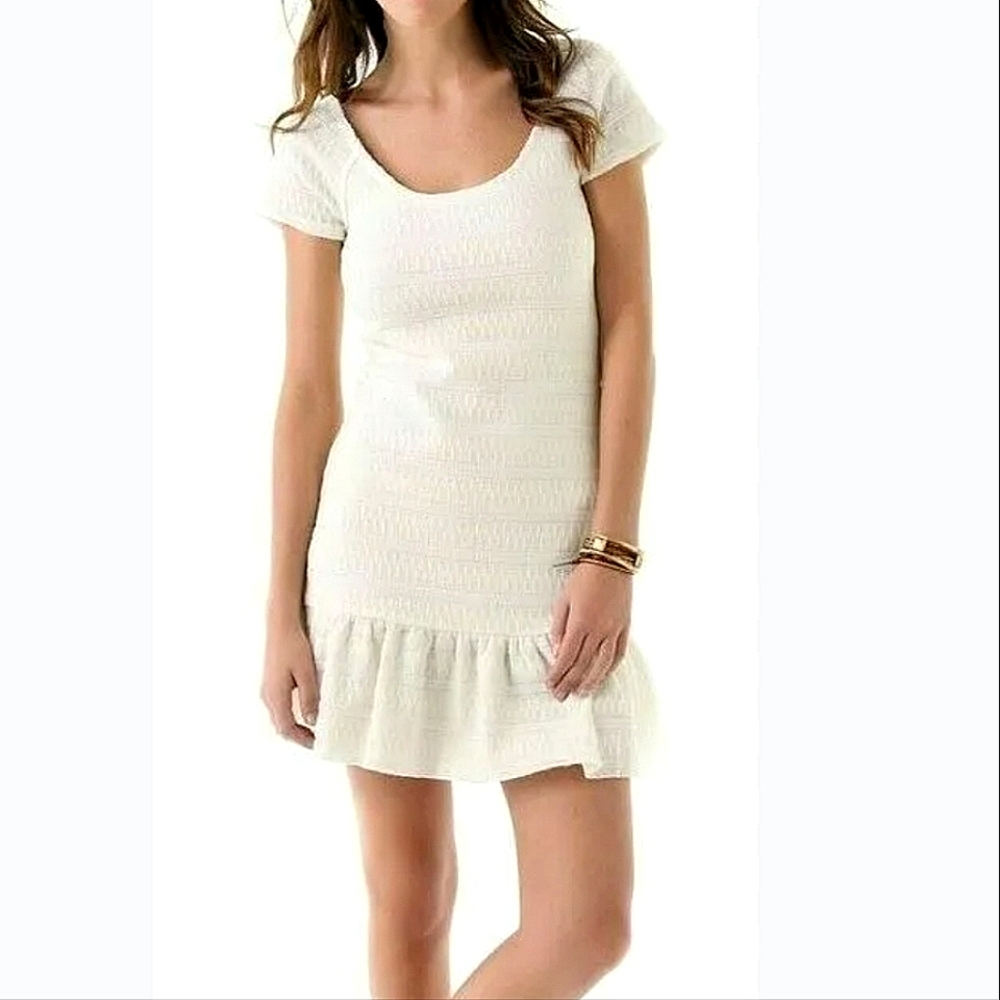 Free People Cozy Day Ivory boho Coquette Chic Costal flounce mini dress